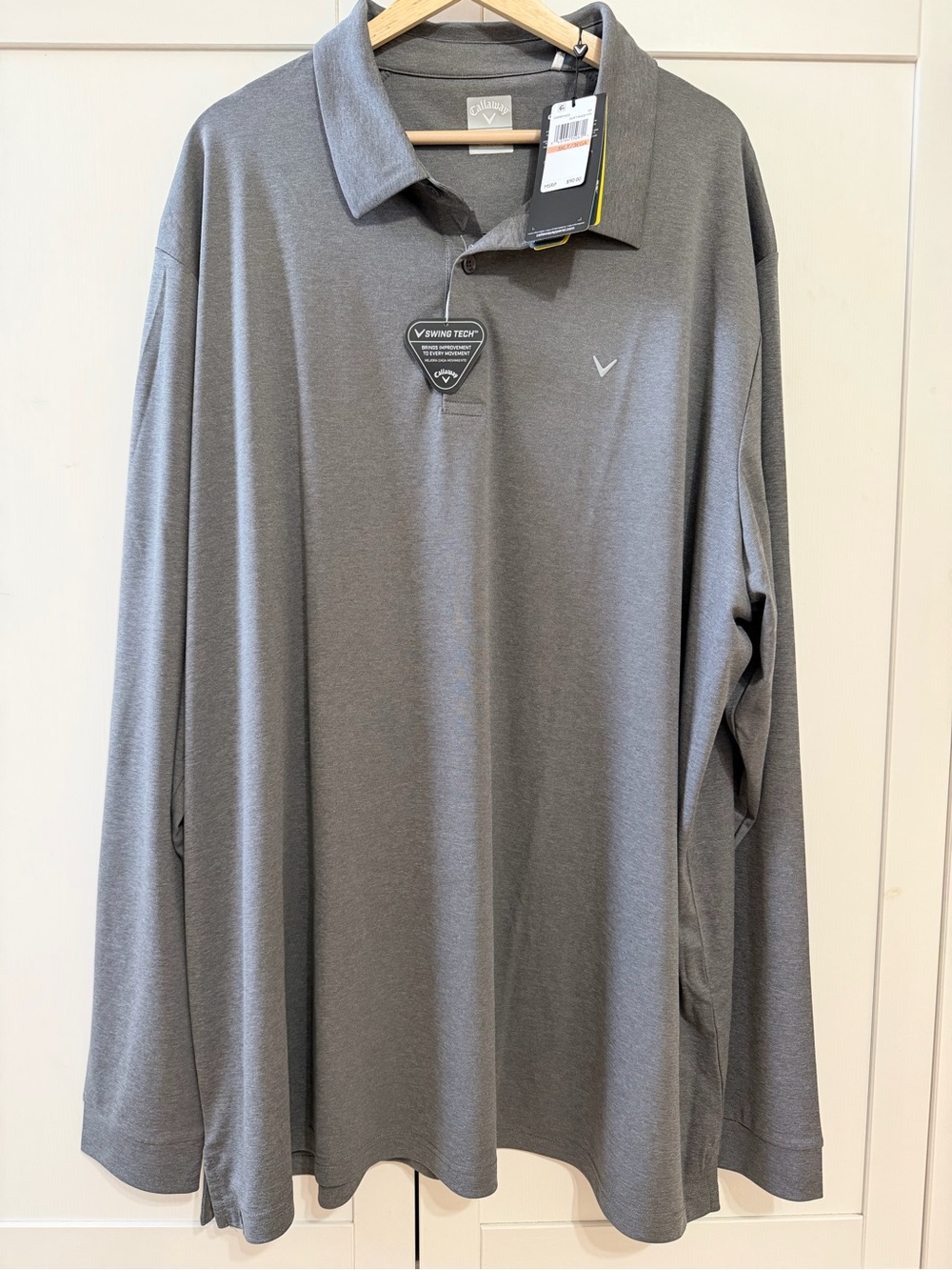 Callaway Men's Long Sleeve Polo in Gray 3XL Tall 3XLT Opti-Dri Cooling